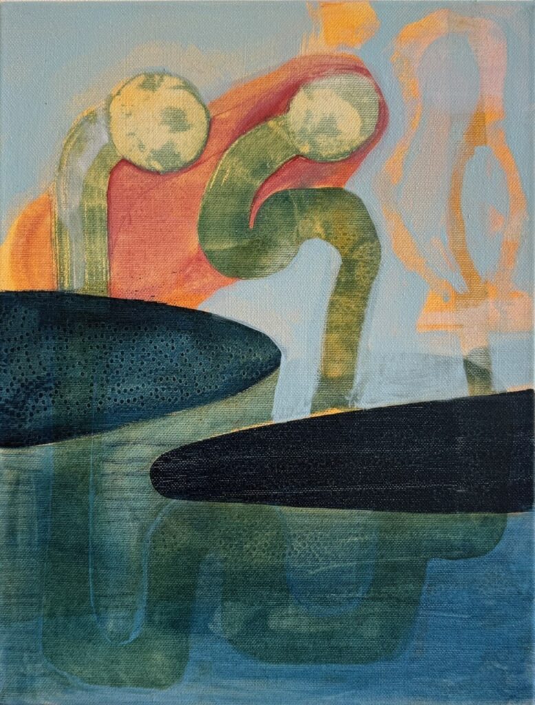Auf der Scholle, Acryl auf Leinwand, 40x30 cm, 2025