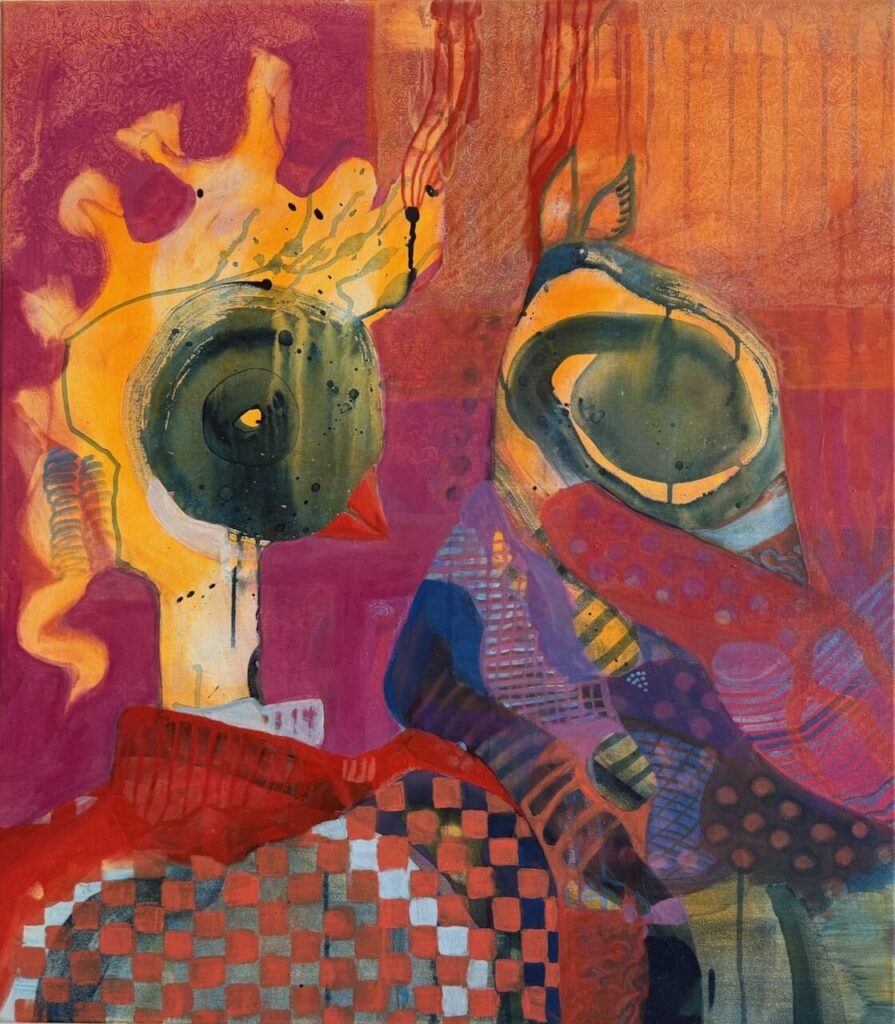 Fernsehabend, Acryl auf Leinwand, 90x80 cm, 2025