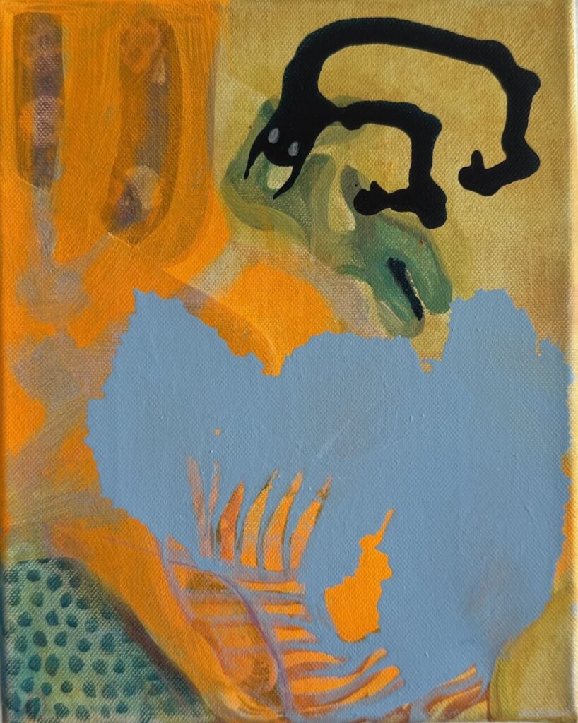 Orange hellblau, Acryl auf Leinwand, 25x20, 2025