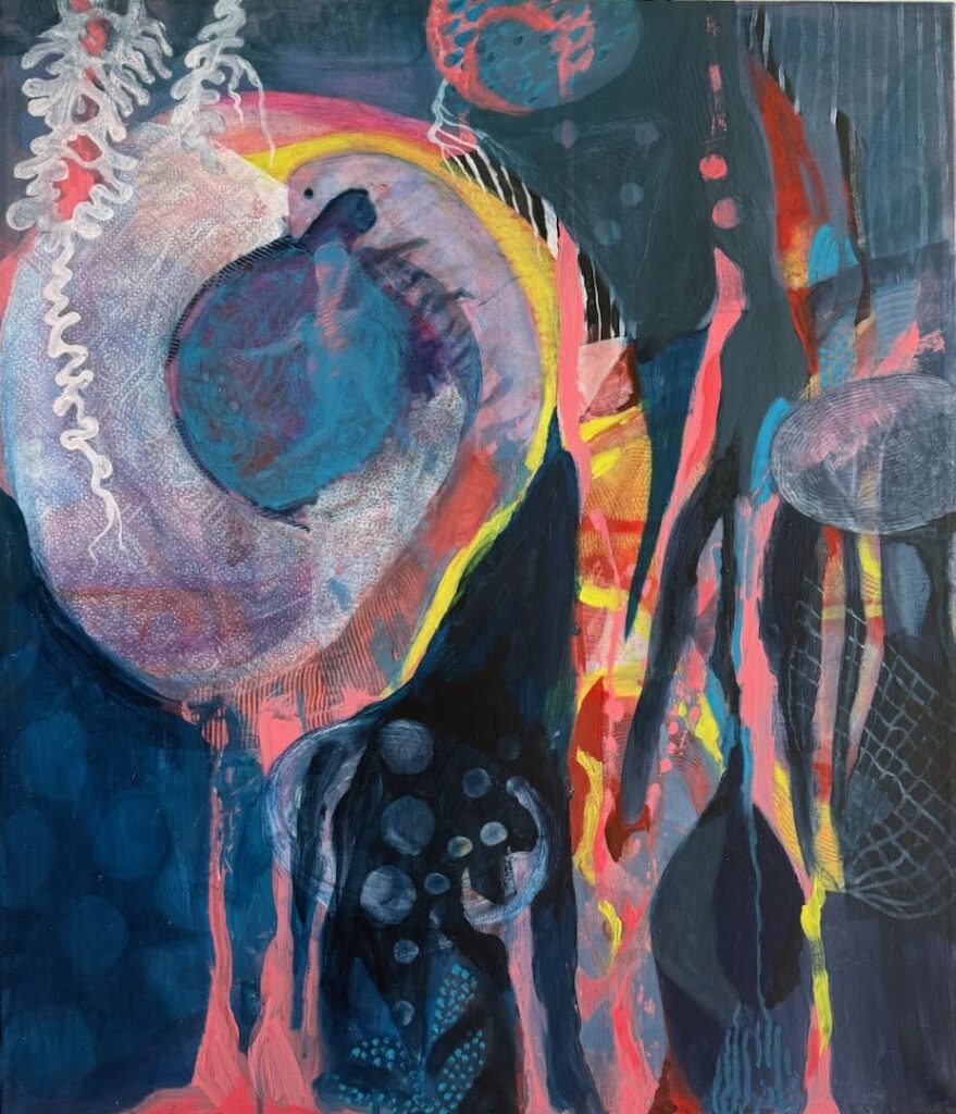Verflechtung, 2026, Acryl auf Leinw., 70x60